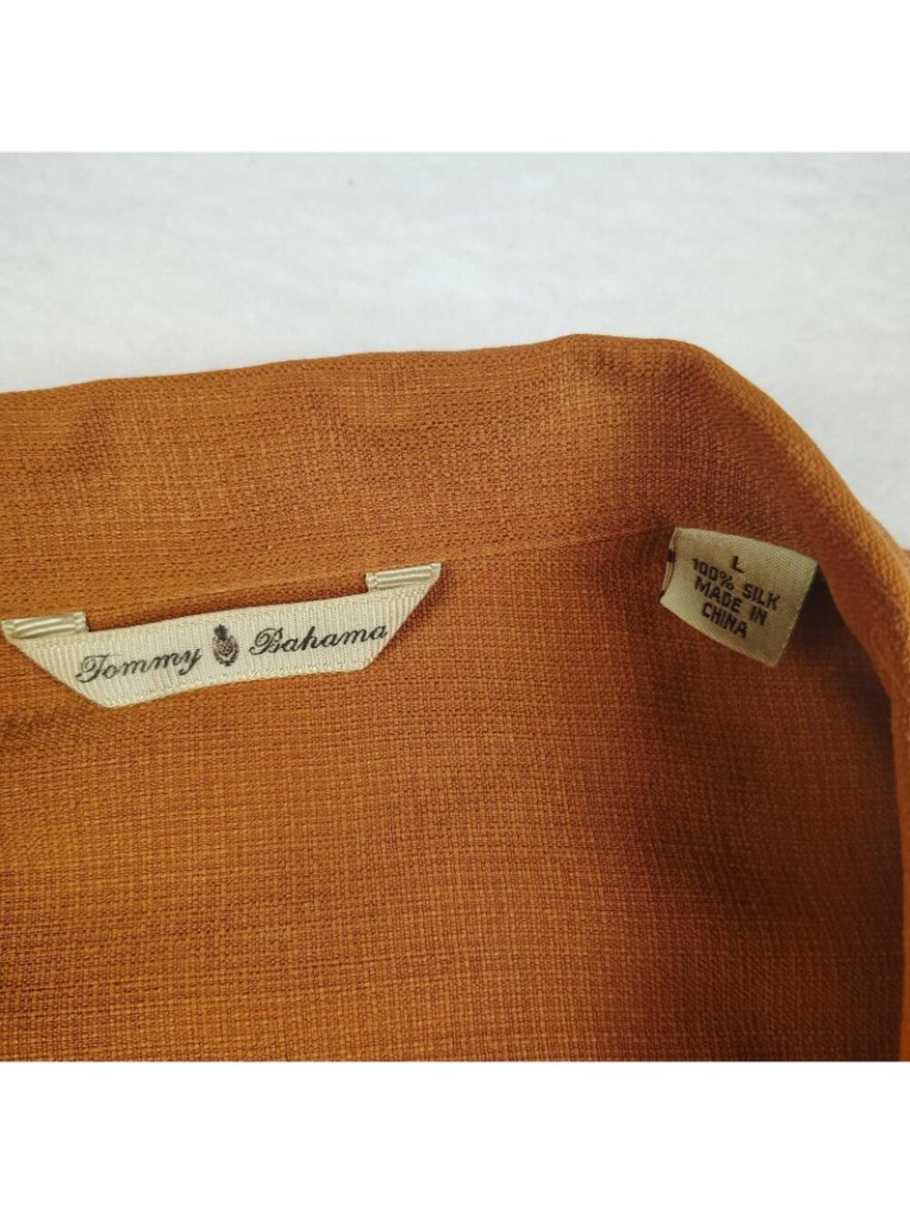 Tommy Bahama Silk Embroidered Shirt Mens Large Burnt Orange - Picture 3 of 10